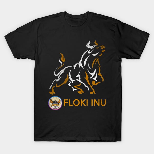 Vintage Bull Market Floki Inu Coin To The Moon Floki Army Crypto Token Cryptocurrency Wallet Birthday Gift For Men Women Kids T-Shirt by Thingking About